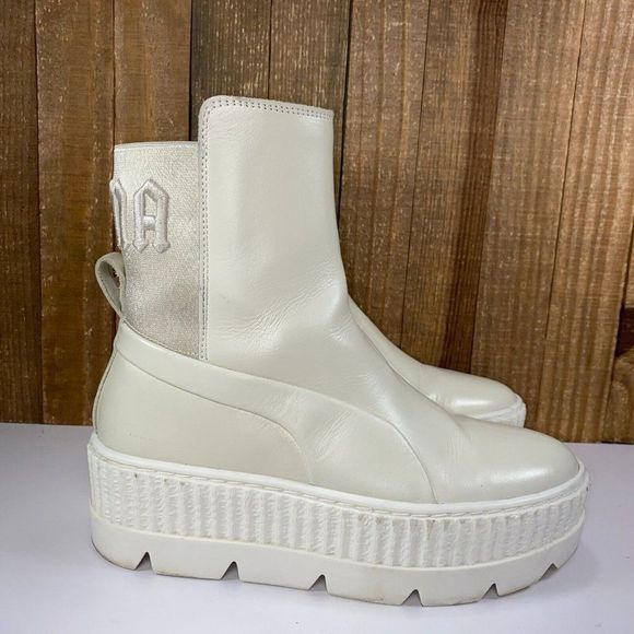 Puma Shoes - Puma Fenty Rihanna Chelsea Sneaker Boot Comabt Ivory White Womens 5.5